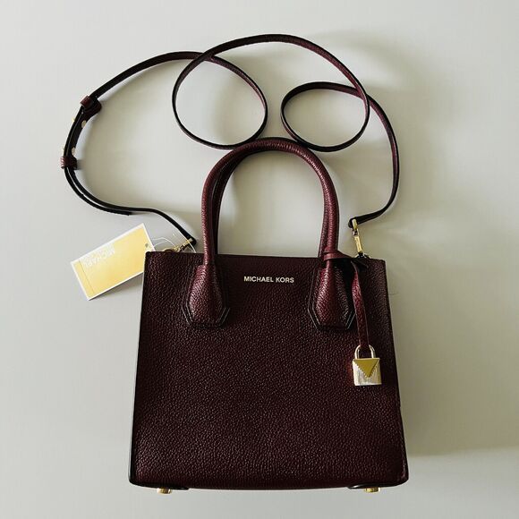 MICHAEL KORS STUDIO Mercer Oxblood Leather Medium Messenger Crossbody Bag - Picture 2 of 12